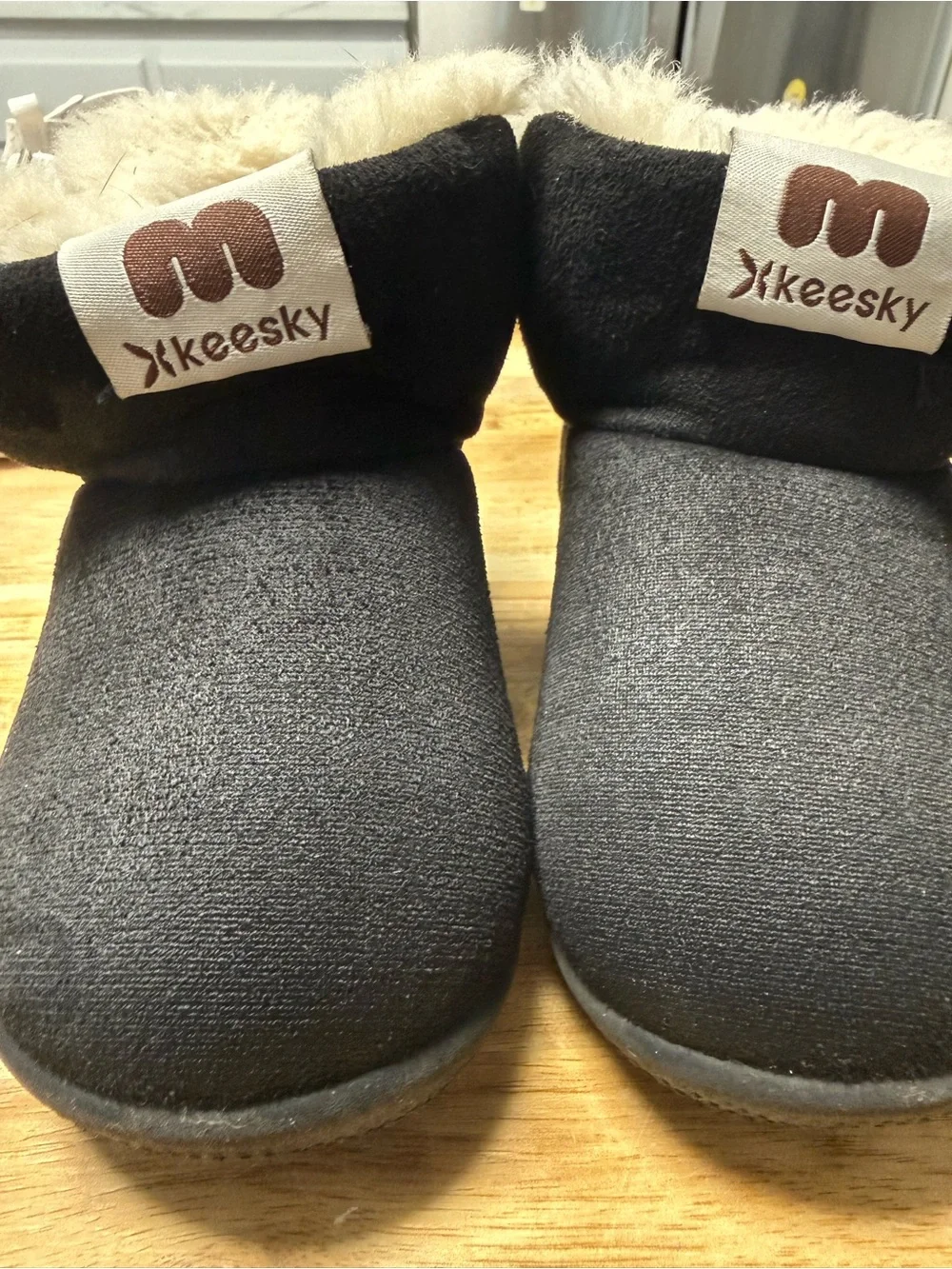 Kids Black Faux-Fur Lined Snow Boots